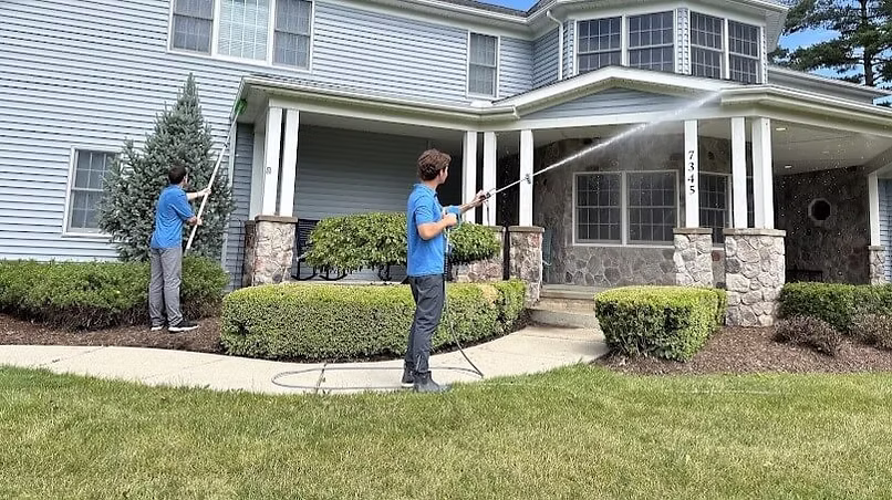 House exterior pressure washing before and after