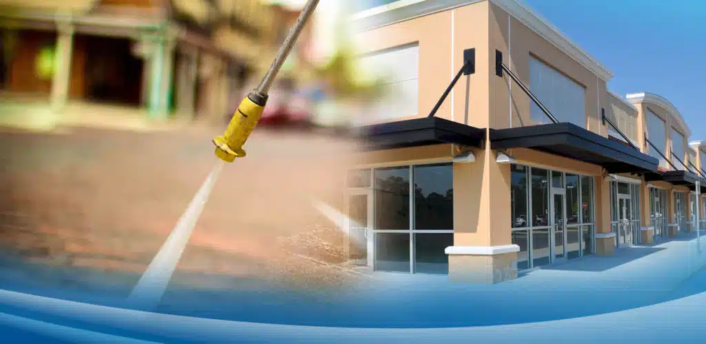 Commercial building pressure washing